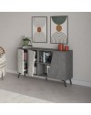 Madia 2 ante Fiona 150x35,6x82H colore bianco effetto marmo carrara e grigio