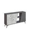 Madia 2 ante Fiona 150x35,6x82H colore bianco effetto marmo carrara e grigio