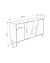 Madia 2 ante Fiona 150x35,6x82H colore bianco effetto marmo carrara e grigio