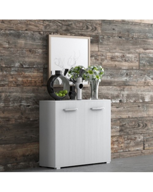 Mobile multiuso 90x45x80 ingresso e ufficio Mini Viareggio colore bianco frassinato