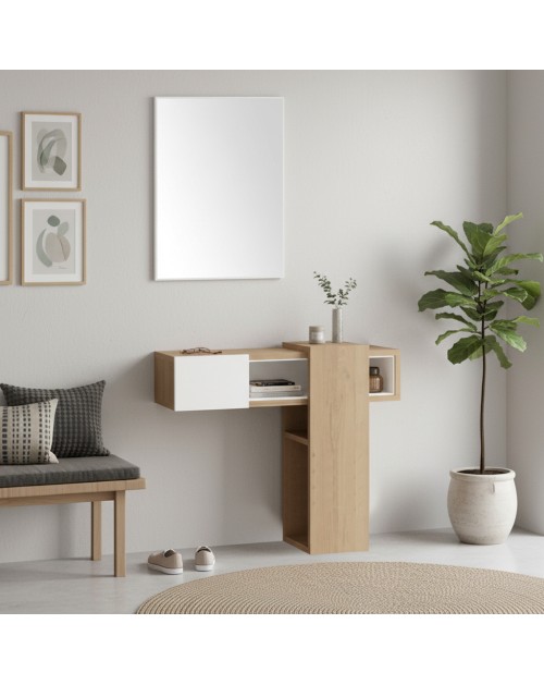 Ingresso con specchio Efes colore rovere bianco