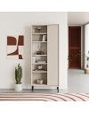 Libreria Frem con frontale curvo, anta e vani a giorno in finitura cashmere 74x37x175H