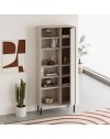 Libreria Frem con frontale curvo, anta e vani a giorno in finitura cashmere 74x37x175H