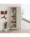Libreria Frem con frontale curvo, anta e vani a giorno in finitura cashmere 74x37x175H