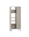 Libreria Frem con frontale curvo, anta e vani a giorno in finitura cashmere 74x37x175H