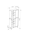 Libreria Frem con frontale curvo, anta e vani a giorno in finitura cashmere 74x37x175H