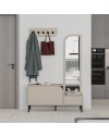 Mobile ingresso Mila con scarpiera specchio e ganci appendiabiti colore cashmere