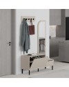Mobile ingresso Mila con scarpiera specchio e ganci appendiabiti colore cashmere