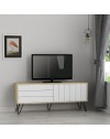 Porta tv Picadilly struttura rovere con 2 ante a ribalta bianche 139.6x35.6x57.5H