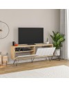 Porta tv Picadilly struttura rovere con 2 ante a ribalta bianche 139.6x35.6x57.5H