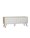 Porta tv Picadilly struttura rovere con 2 ante a ribalta bianche 139.6x35.6x57.5H