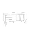 Porta tv Picadilly struttura rovere con 2 ante a ribalta bianche 139.6x35.6x57.5H