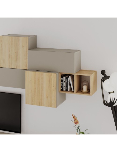 Parete attrezzata colore cashmere e rovere Tromen 260 cm