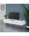 Mobile porta tv capsule con due ante a ribalta e ripiani laterali colore bianco 195 cm