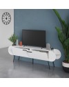 Mobile porta tv capsule con due ante a ribalta e ripiani laterali colore bianco 195 cm