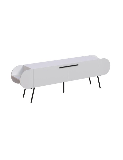 Mobile porta tv capsule con due ante a ribalta e ripiani laterali colore bianco 195 cm