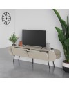 Mobile porta tv capsule con due ante a ribalta e ripiani laterali colore cashmere 195 cm