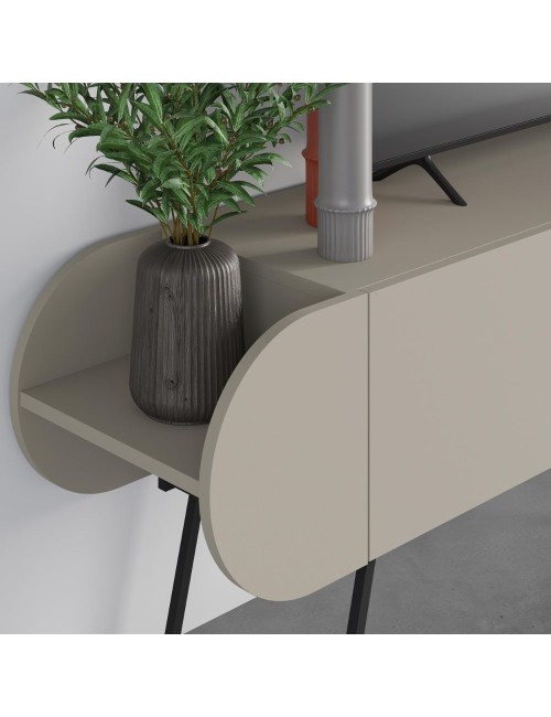 Mobile porta tv capsule con due ante a ribalta e ripiani laterali colore cashmere 195 cm