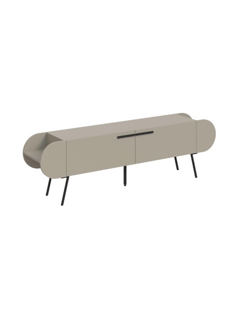 Mobile porta tv capsule con due ante a ribalta e ripiani laterali colore cashmere 195 cm