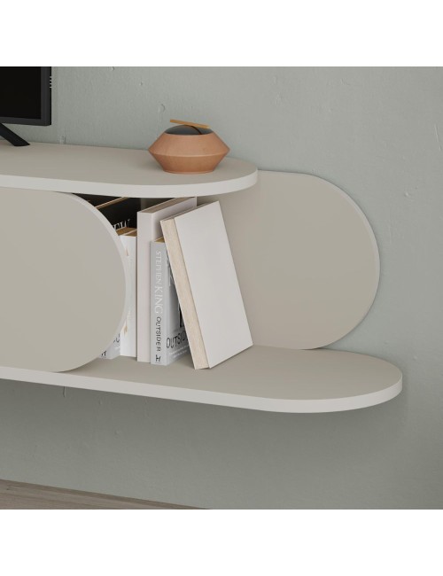 Mobile porta tv sospeso Tone con anta a ribalta e vano a giorno colore cashmere