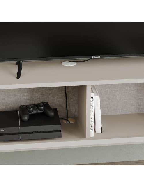 Mobile porta tv sospeso Tone con anta a ribalta e vano a giorno colore cashmere