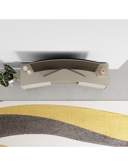 Porta TV Frem con frontale curvo 2 ante e vani a giorno in finitura cashmere 150x40x55H