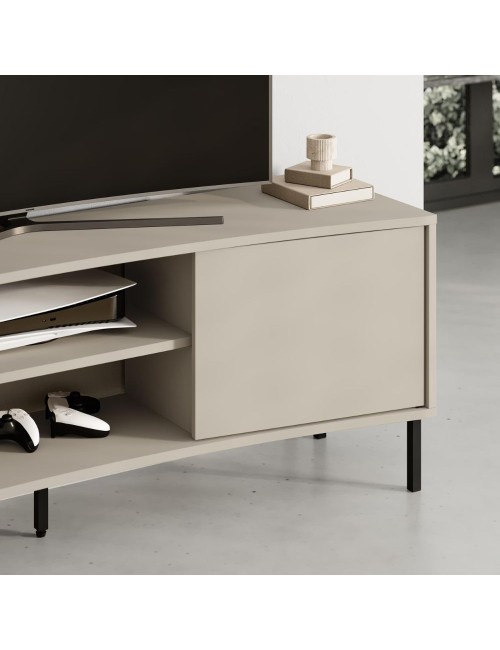Porta TV Frem con frontale curvo 2 ante e vani a giorno in finitura cashmere 150x40x55H