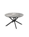 Tavolo rotondo allungabile Dobok piano effetto marmo nero arabesque lucido 126x126x76H