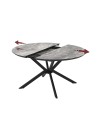 Tavolo rotondo allungabile Dobok piano effetto marmo nero arabesque lucido 126x126x76H