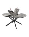 Tavolo rotondo allungabile Dobok piano effetto marmo nero arabesque lucido 126x126x76H