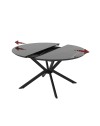 Tavolo rotondo allungabile Dobok piano effetto marmo nero con dettagli oro lucido 126x126x76H