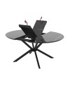 Tavolo rotondo allungabile Dobok piano effetto marmo nero con dettagli oro lucido 126x126x76H
