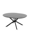 Tavolo rotondo allungabile Dobok piano effetto marmo nero con dettagli oro lucido 126x126x76H