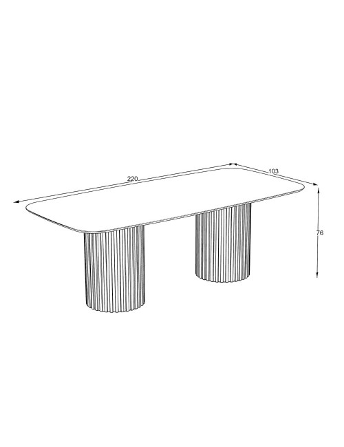 Tavolo rettangolare fisso piano nero arabesque e basi in legno cannettati Oslo 200x100x76H