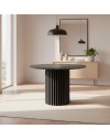 Tavolo rotondo Olympus piano effetto marmo grigio opaco e base cannettata nera 110x110x76