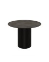 Tavolo rotondo Olympus piano effetto marmo grigio opaco e base cannettata nera 110x110x76