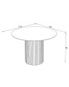 Tavolo rotondo Olympus piano effetto marmo grigio opaco e base cannettata nera 110x110x76