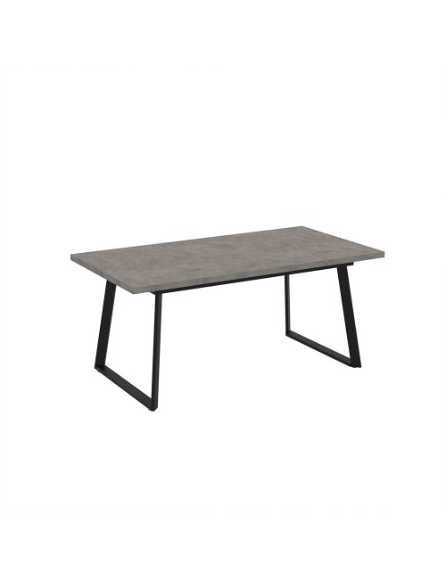 Tavolo allungabile Lavinya piano grigio cemento e gambe in metallo nero 170x90x75h