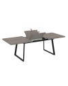 Tavolo allungabile Lavinya piano grigio cemento e gambe in metallo nero 170x90x75h
