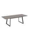 Tavolo allungabile Lavinya piano grigio cemento e gambe in metallo nero 170x90x75h