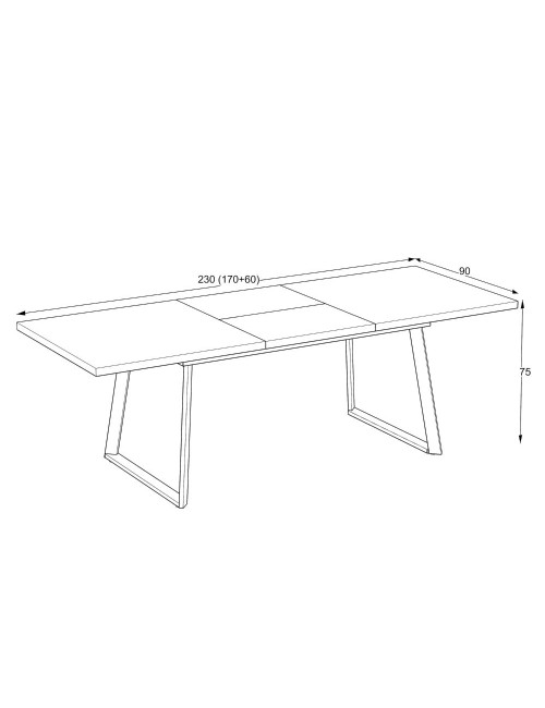 Tavolo allungabile Lavinya piano grigio cemento e gambe in metallo nero 170x90x75h