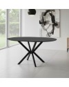 Tavolo rotondo allungabile Diano nero ardesia con gambe nere in metallo 110x110x76H