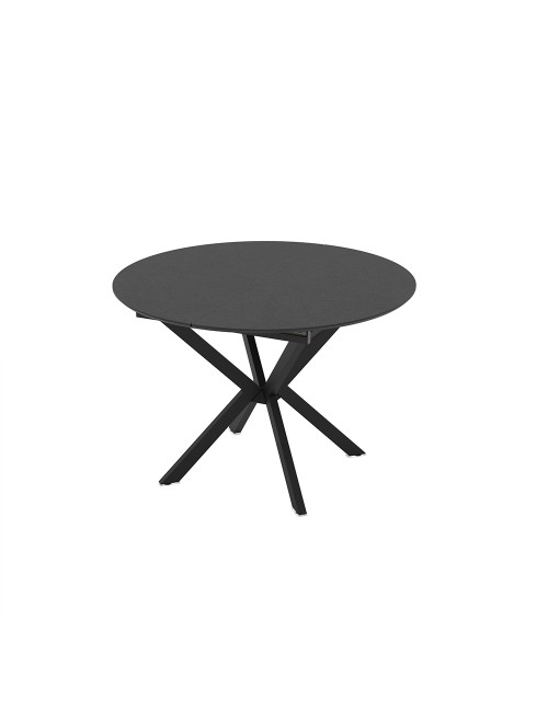Tavolo rotondo allungabile Diano nero ardesia con gambe nere in metallo 110x110x76H