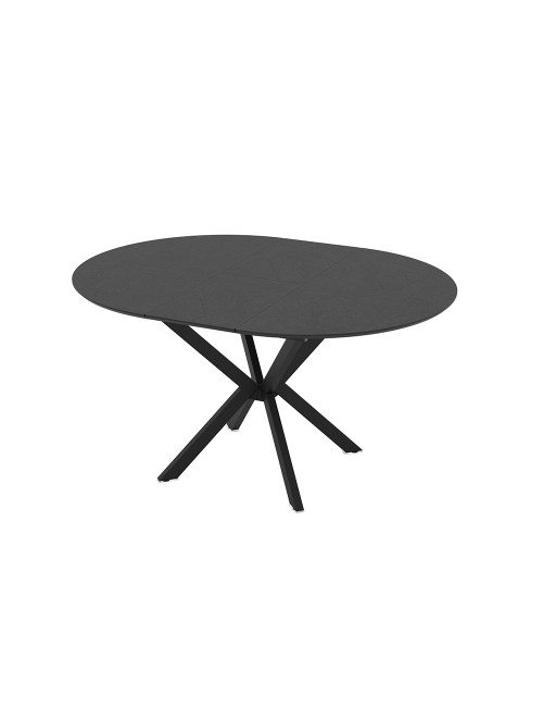 Tavolo rotondo allungabile Diano nero ardesia con gambe nere in metallo 110x110x76H