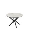 Tavolo rotondo allungabile Diano effetto marmo bianco mola con gambe nere in metallo 110x110x76H