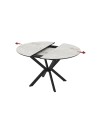 Tavolo rotondo allungabile Diano effetto marmo bianco mola con gambe nere in metallo 110x110x76H