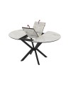 Tavolo rotondo allungabile Diano effetto marmo bianco mola con gambe nere in metallo 110x110x76H