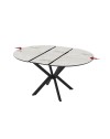 Tavolo rotondo allungabile Diano effetto marmo bianco mola con gambe nere in metallo 110x110x76H
