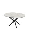 Tavolo rotondo allungabile Diano effetto marmo bianco mola con gambe nere in metallo 110x110x76H