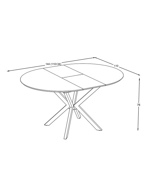 Tavolo rotondo allungabile Diano effetto marmo bianco mola con gambe nere in metallo 110x110x76H